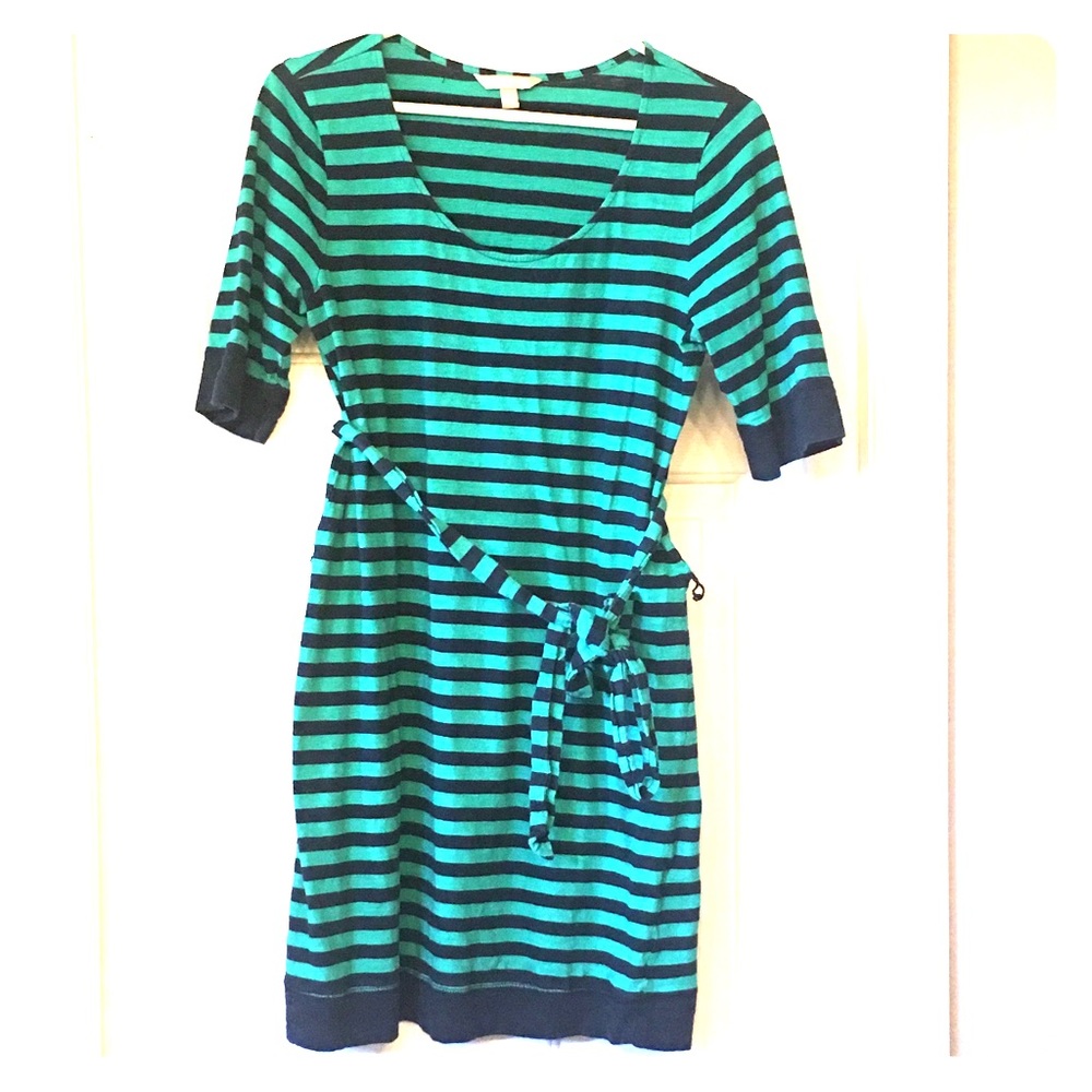 Green and Blue Striped Dress